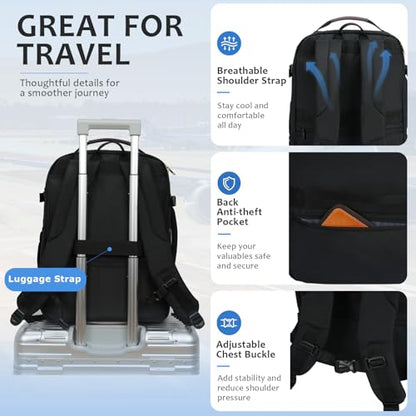 EMPSIGN 40L Travel Backpack for Women & Men - color: Beige/Black/Coffee