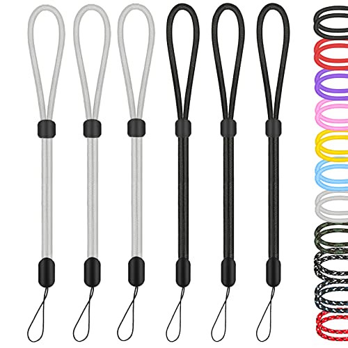 Hand Wrist Strap Lanyard 6 Pack 8inch, Adjustable Nylon Wristlet Keychain - color: Black&gray, size: 8 inches