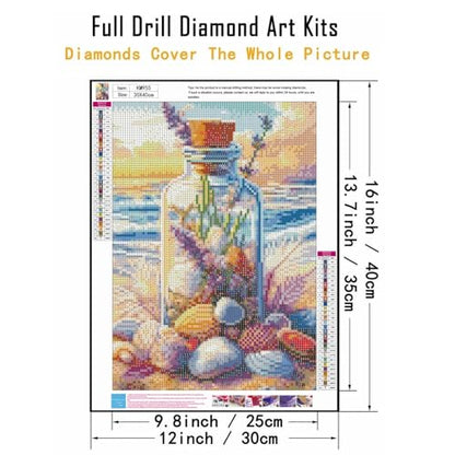 5D Beach Seashell Bottle Diamond Art kits for Adults Beginners 12x16 Inch - color: KM955-1