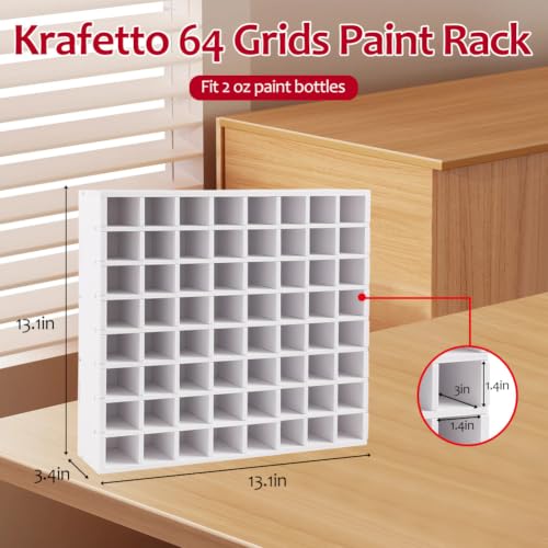GRETJOB 64 Grids Paint Organizer, Wall Mountable Craft Paint Storage Rack - color: 64 Grids