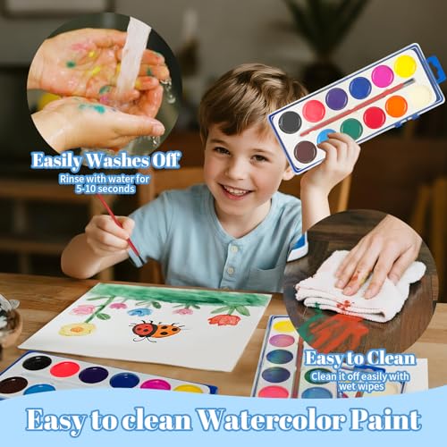 OSIMIG 30 Pack Watercolor Paint Set Bulk, Water Color Paint Sets for Kids