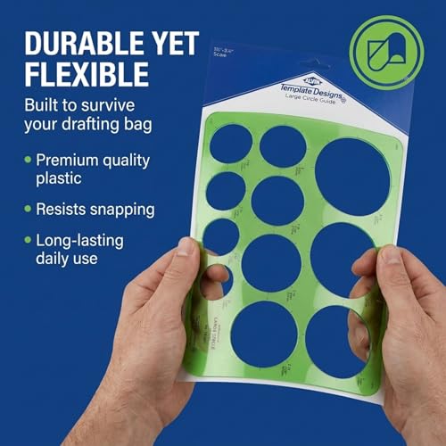 ALVIN, TD1201, Large Circles Guide Template, Drawing and Drafting Tool for Artists, Architects, Design and Drafting, 1.5" to 3.5" Scale - style: Large Circle Template