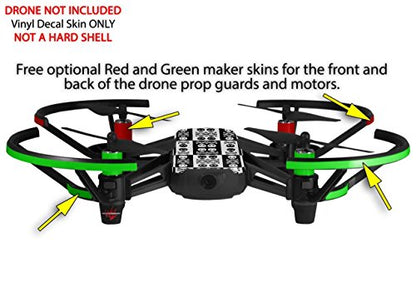 Skin Decal Wrap 2 Pack Compatible with DJI Ryze Tello Skull and Crossbones Pattern Bw Drone NOT Included