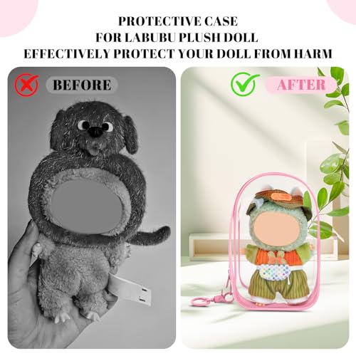 NZNDB Large Clear Figure Display Bag with Keychain Case Blind Box - color: Pink Standing