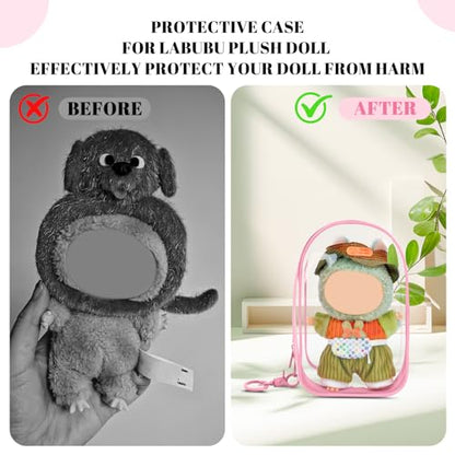 NZNDB Large Clear Figure Display Bag with Keychain Case Blind Box - color: Pink Standing