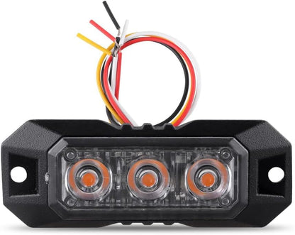 1PCS 3 LED Amber Strobe Lights for Trucks Vehicles Cars - color: Yellow, size: 3LED-1PCS