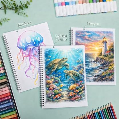 3 Pack Marker Paper Pad 7.6 × 10 in, 200gsm Spiral Sketchbook - size: 7.6×10 Inch (3 pack)