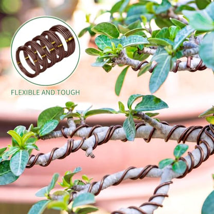 Mudder 5 Roll Bonsai Training Wire Aluminum 2/2.5/3/4/6mm Brown - color: Brown, size: 2/2.5/3/4/6mm