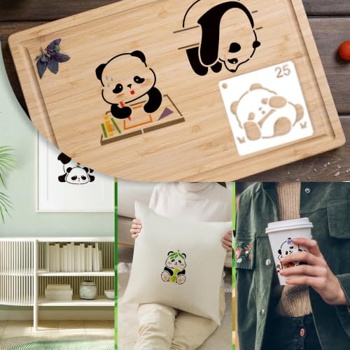 36 Panda Stencils for Painting, 3 Inch Cute Animal Templates for Crafts - color: Panda