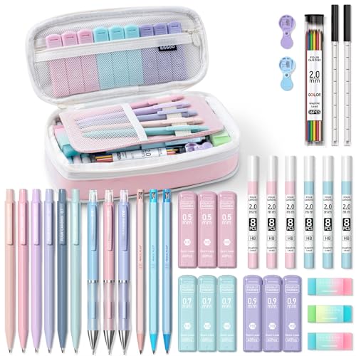 Four Candies 36PCS Mechanical Pencil Set with 624 Lead Refills (Pink) - color: Pink
