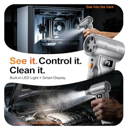 S7 Pro Compressed Air Duster, 150,000 RPM, Digital Display - color: Silver