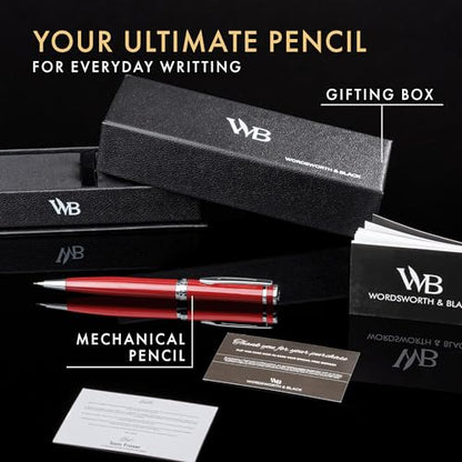Wordsworth & Black Luxury Metal Mechanical Pencil 0.7mm for Writing, Red - color: Red Chrome