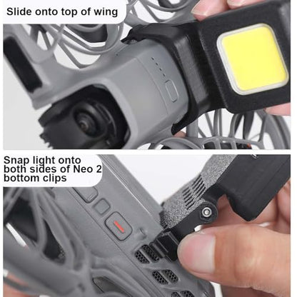 LED Night Flight Light for DJI Neo 2 Rechargeable Quick Release Navigation LED Night Lights Anti-Collision Warning Light Drone Landing Gear Protector with Three-Mode Lighting (Top Night Light) - color: Top Night Light