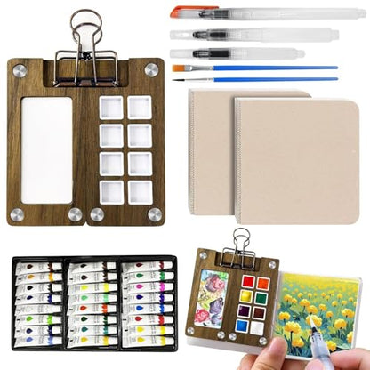 Mini Watercolor Paint Set, Travel Watercolor Set, 24 Colors