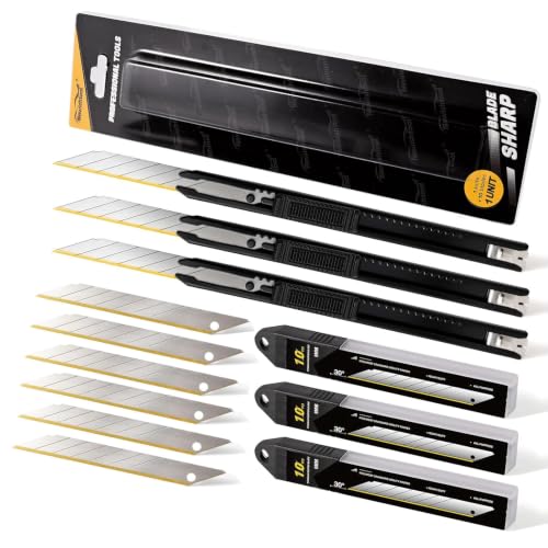 Pro Precision Detail Craft Knife - 3 Utility Knives and 30 Titanium Blades