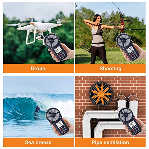 BTMETER Anemometer, Wind Speed Meter Gauge with Hard Travel Case for BT-100 Series - Ideal for Air Flow Testing, HVAC, Kayaking and Drones