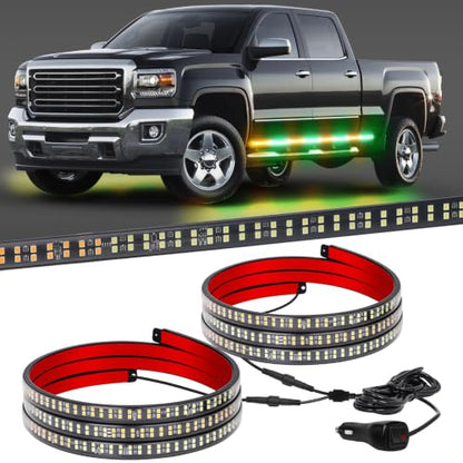 XRIDONSEN 70 inch Running Board Strobe Lights Amber Green Emergency Lights - color: Amber/Green