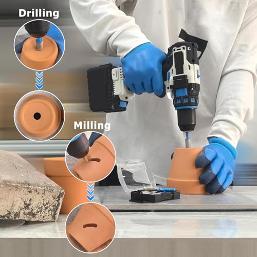 Diamond Drill Bits Set for Ceramic, Porcelain, Glass, Marble, Tile, Granite, Stone and More - Tile Drill Bits for Efficient, Precise Drilling and Milling - size: Set2-(3/16" to 1/2")