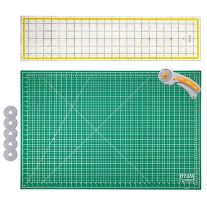 WA Portman 24x36 Fabric Cutting Mat for Sewing, Rotary Cutter & Clear Ruler - size: 24" x 36"