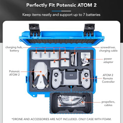 Lykus Titan AM100 Waterproof Hard Case for Potensic Atom 2/3-Axis/SE/LT - color: Blue