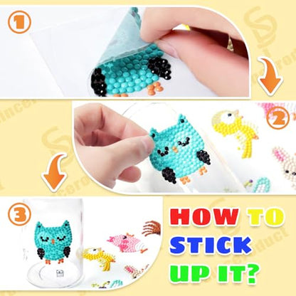 sinceroduct 64 PCS 5D Diamond Sticker Kit, Animals and Dinosaurs - color: 64 Animals