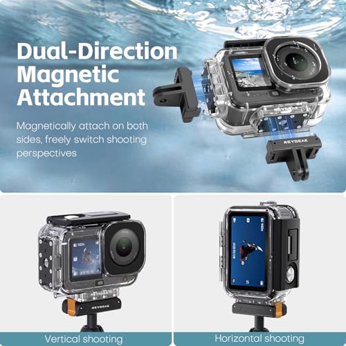 REYGEAK Waterproof Case for DJI Osmo Action 6,196FT/60M Underwater Protective Housing Cage with Quick Release Base for DJI Action 6 Accessories