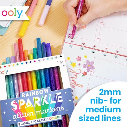 Ooly Rainbow Sparkle Glitter Markers, Set of 15 - color: Glitter