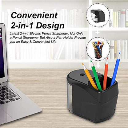 Electric Pencil Sharpener Heavy-Duty Helical Blade for 6-8mm Pencils Black - color: Black