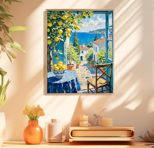 Beach Cute Lemons Paint by Numbers Kit for Adults Beginner (Without Frame) - color: YH05002