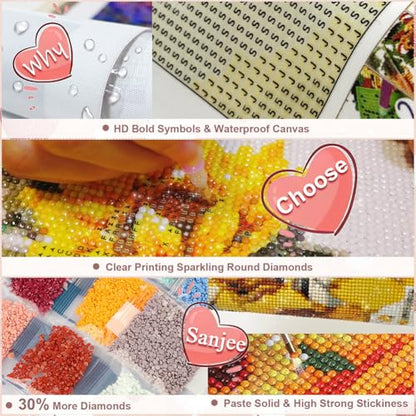 Sanjee Cat Diamond Art Painting Kits for Adults, Round Full Drill, 12x12In