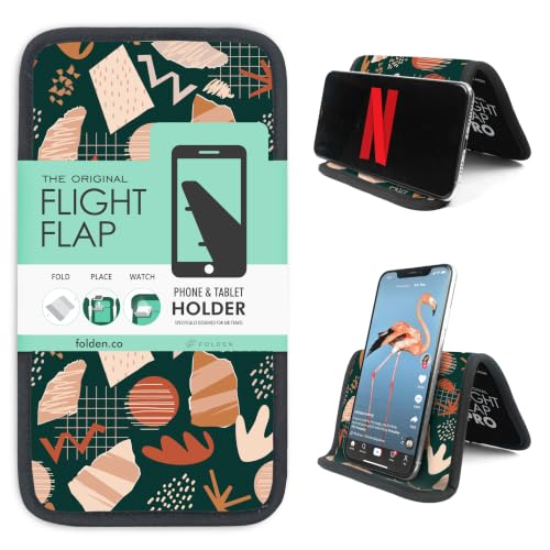 Flight Flap Airplane Phone Holder - Foldable Phone Stand for Plane Travel - color: Boho Green, size: Large