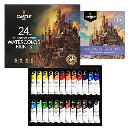 Castle Art Supplies 24 X 12ml Watercolor Paint Set for Adults - New Formula