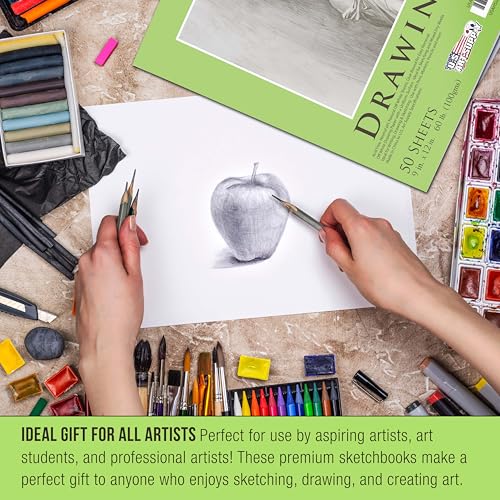 U.S. Art Supply 9" x 12" Premium Drawing Pad, Pack of 2 (50 Sheets Each)
