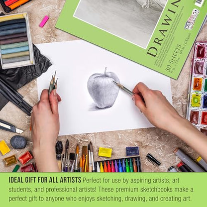 U.S. Art Supply 9" x 12" Premium Drawing Pad, Pack of 2 (50 Sheets Each)