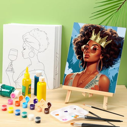 Dinifee 6 Pack Pre Drawn Canvas Painting Kit 8x10 Stretched,Couple - style: Couple
