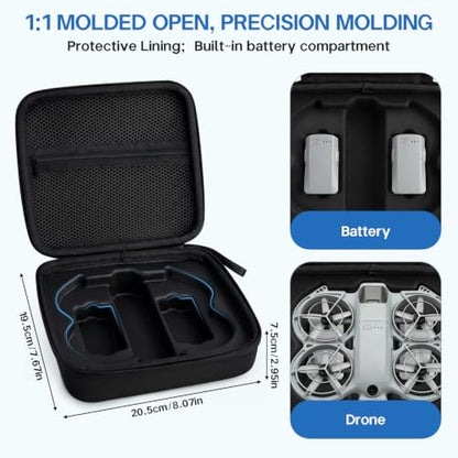 Carrying Case for DJI Neo 2, Portable Hard Shell Travel Case with Carabiner - color: black
