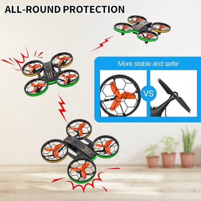 Drones - RC Drone with Auto Hovering and Headless Mode, Quadcopter with LED Light, Propeller Full Protect, 3D Flips, 3 Batteries, Remote Control, Best Gifts