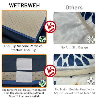 Remote Control Holder for Armchair Caddy, Remote Holder with 5 Pockets - color: Blue-A, size: 35"x18"