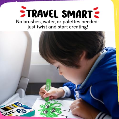 12 Tempera Paint Sticks for Kids & Toddlers - Washable Paint, Quick Dry - color: 12 Thin