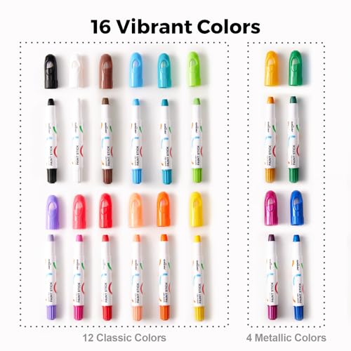 Jar Melo Tempera Paint Sticks, 16 Colors, Washable Solid Paint for Kids - style: 16 Colors