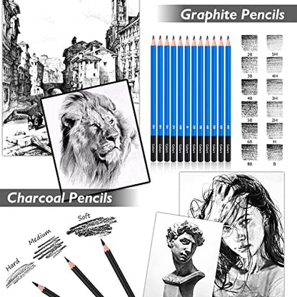 Caliart 176PCS Art Supplies Sketching Kit 100 Colors Watercolor Paint Set