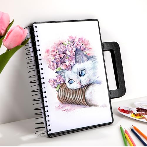 Large Sketchbook,Hardcover Drawing Pad for Adults, 60 Sheets/120 Pages, Black,9x12 - color: Black