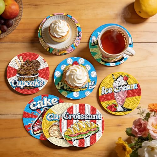 Leatrice Small Diamond Art Coasters Set Diamond Painting Kits for Adults - color: AB Dessert