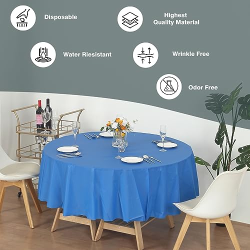 Evershine (12-Pack Heavy Duty Plastic Table Covers Tablecloth (Reusable) (Round 84", Royal Blue) - color: Royal Blue, size: 12 PACK Round 84"