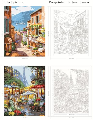 QUITEDEW 2 Pack Scenery Paint by Numbers Kits for Adults,16x20 Inch. - color: C2-scenery