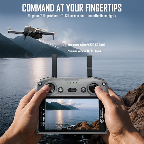ZY80 PRO GPS Drones Rechargeable Remote Controller 5 Inch LCD Screen