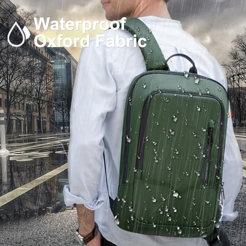 hk Backpack for Men Business Slim Laptop Bag - color: Green, size: 15.6 Inch