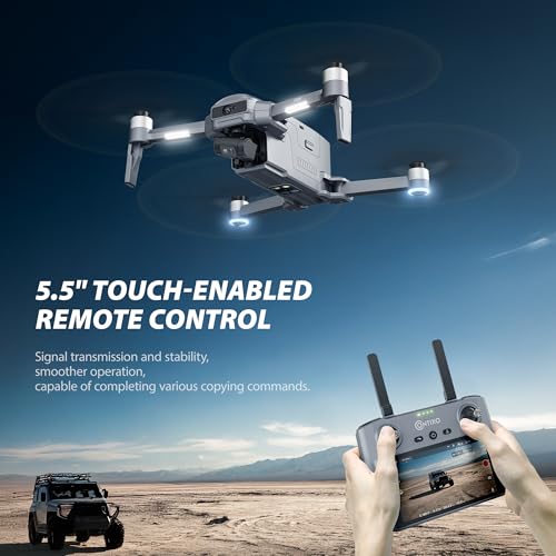 Contixo Drone for Adults, 4K Camera, 2-Axis Gimbal & EIS, Obstacle Avoidance, 5.5" Touch Screen Remote, GPS & Optical Flow, Brushless Motor, 4 Miles Flight & FPV Transmission, 42 * 4 Min Flight Time - style: F33 4 Batteries