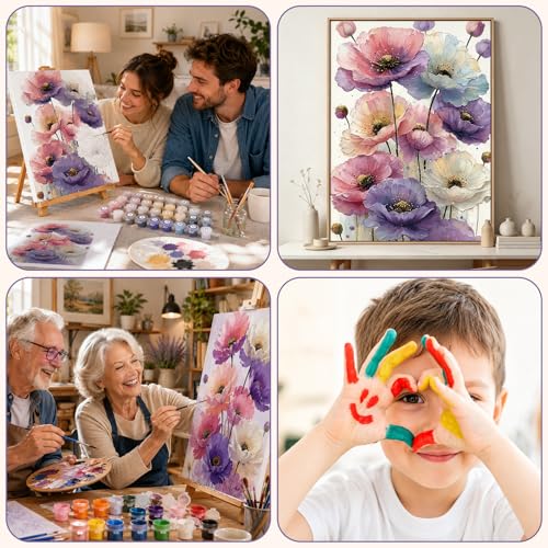Paint by Numbers for Adults, Flower DIY Oil Painting Kit 16x20 Inch - color: PB471-1