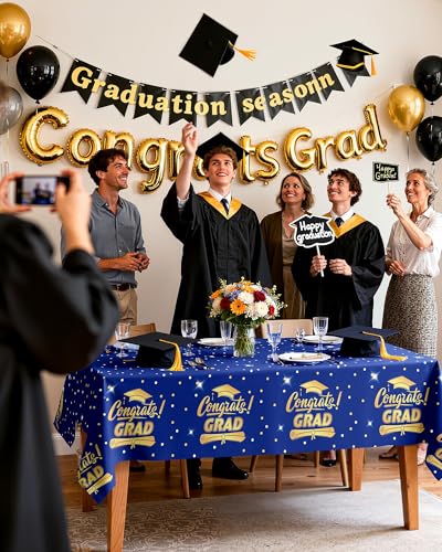 Pureegg Plastic Table Cloth Disposable 6 Pcs 54 x 108 Inch Graduation Black - color: Graduation Blue, size: 54" X 108" Rectangle